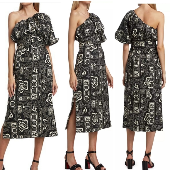 RhodeChantelle Printed Linen Midi Dress NWT